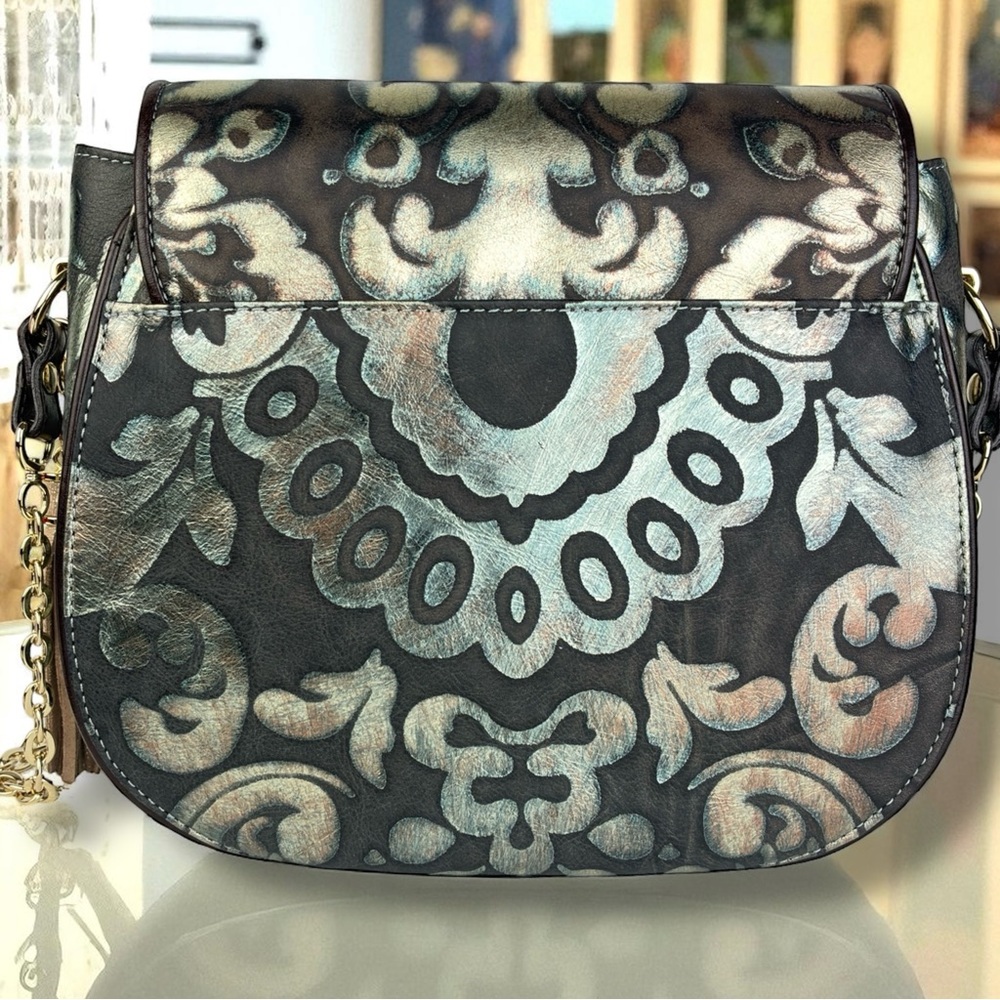 New Authentic Brahmin Lizzie Bronze Grazioso Crossbody Genuine Leather Bag - Picture 3 of 10